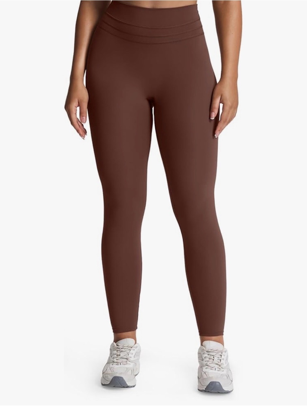 High-Rise Brown Compression Leggings - Women